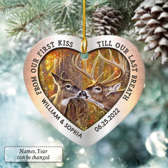 Personalized Ceramic Deer Ornament Christmas Couple Gift