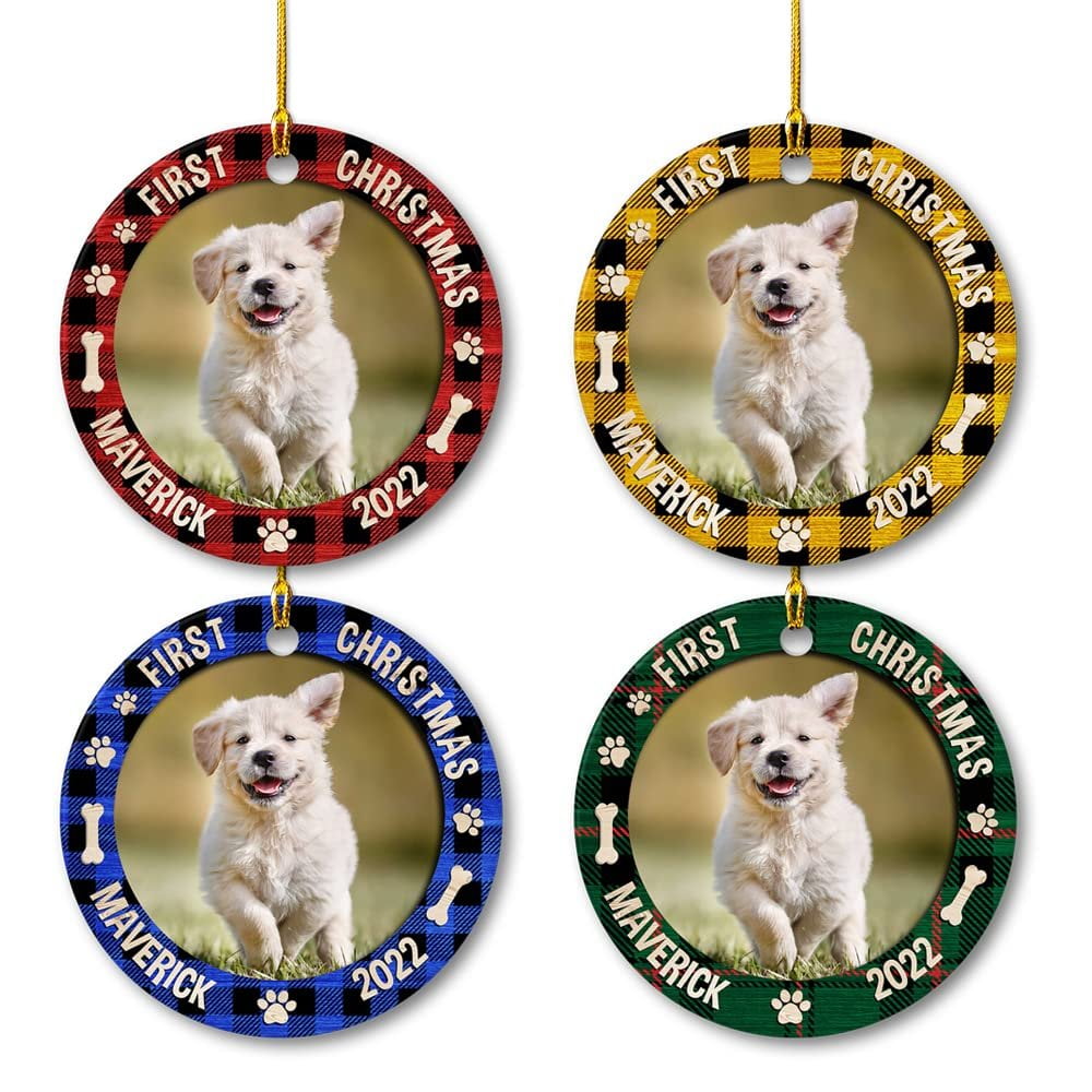 Personalized Ceramic Dog Ornament First Christmas