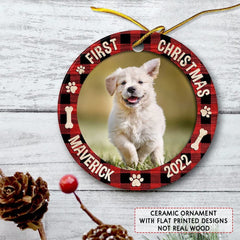 Personalized Ceramic Dog Ornament First Christmas