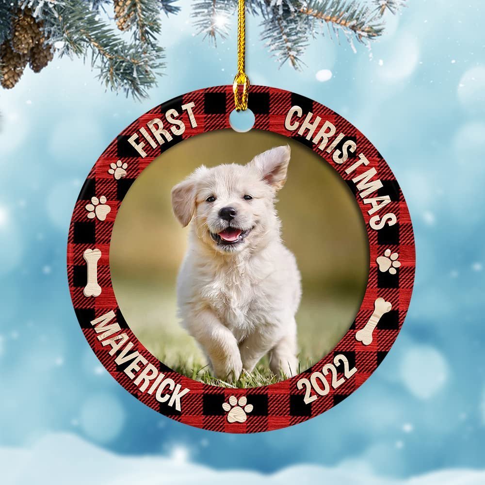 Personalized Ceramic Dog Ornament First Christmas