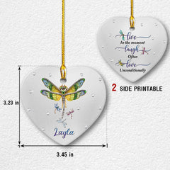 Personalized Ceramic Dragonfly Ornament Live Laugh Love
