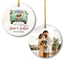 Personalized Ceramic First Christmas Engaged Ornament