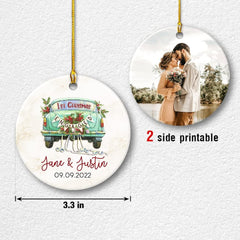 Personalized Ceramic First Christmas Engaged Ornament