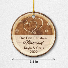 Personalized Ceramic First Christmas Married Ornament
