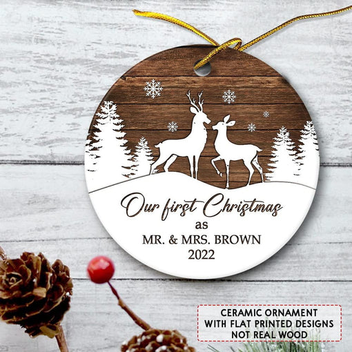 Personalized Ceramic First Christmas Ornament Couple