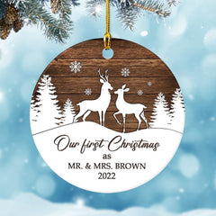 Personalized Ceramic First Christmas Ornament Couple