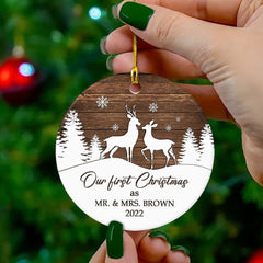 Personalized Ceramic First Christmas Ornament Couple