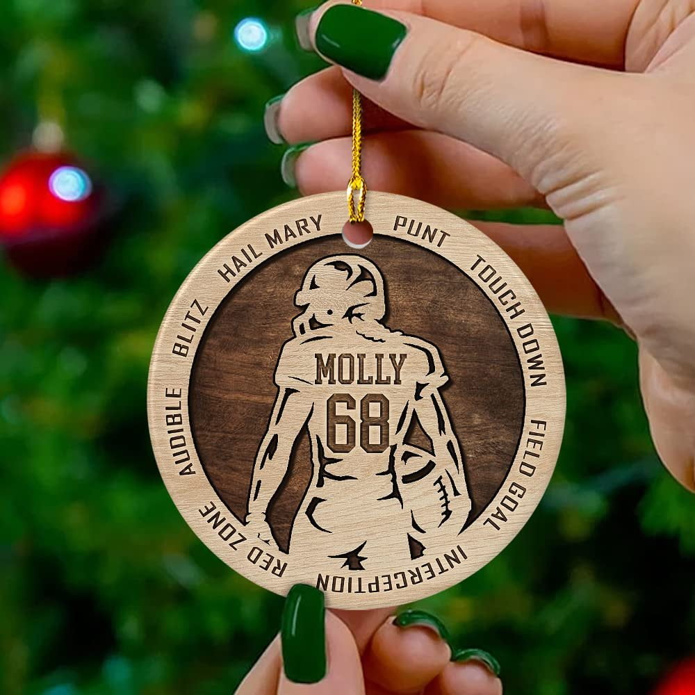 Personalized Ceramic Football Ornament Custom Name