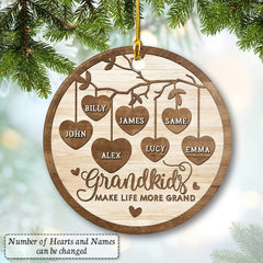 Personalized Ceramic Grandparents And Grandkids Ornament