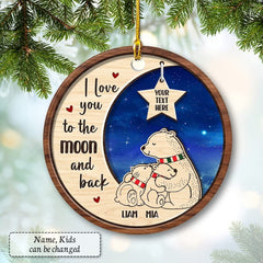 Personalized Ceramic Mama And Baby Bear Family Ornament