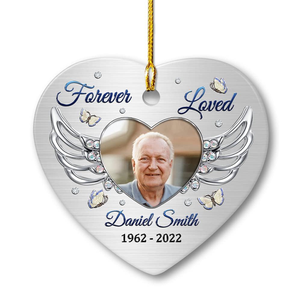 Personalized Ceramic Memorial Ornament Angel Wing Jewelry Style