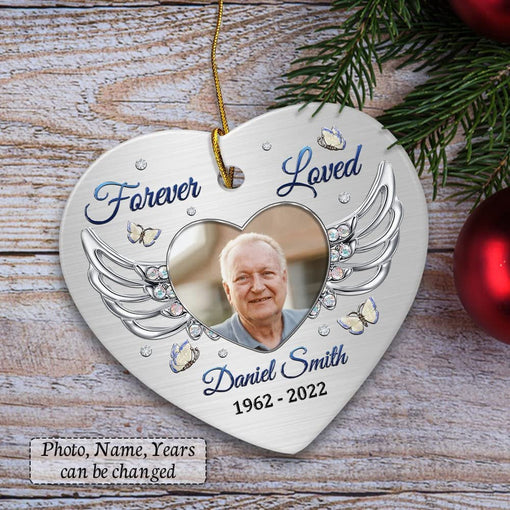 Personalized Ceramic Memorial Ornament Angel Wing Jewelry Style