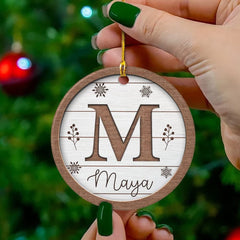 Personalized Ceramic Monogram Ornament Wooden Drawing