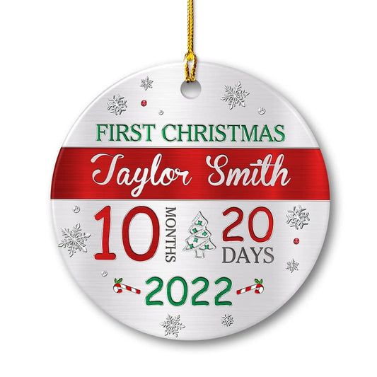 Personalized Ceramic New Baby Ornament First Christmas