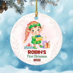 Personalized Ceramic Ornament Baby Boy First Christmas
