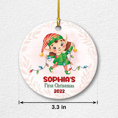 Personalized Ceramic Ornament Baby Girl First Christmas