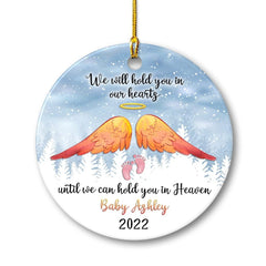 Personalized Ceramic Ornament Baby Memorial Baby Angel Wings