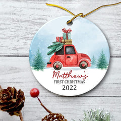 Personalized Ceramic Ornament Baby's Boy First Christmas