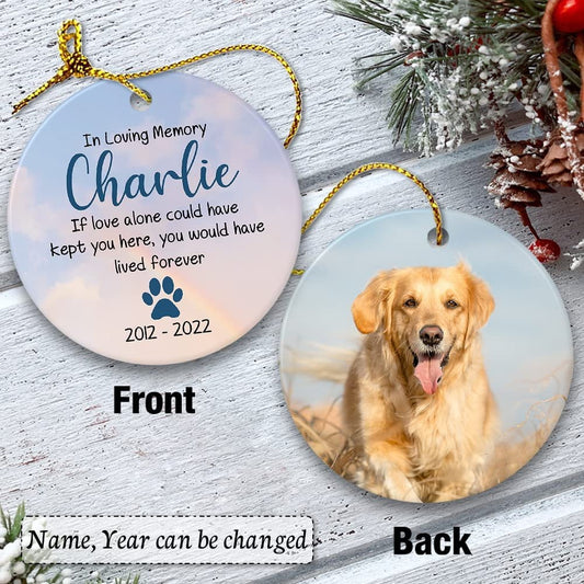 Personalized Ceramic Ornament Baby's Dog Memorial With Paw