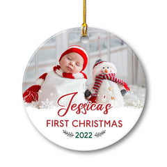 Personalized Ceramic Ornament Baby's Girl First Christmas