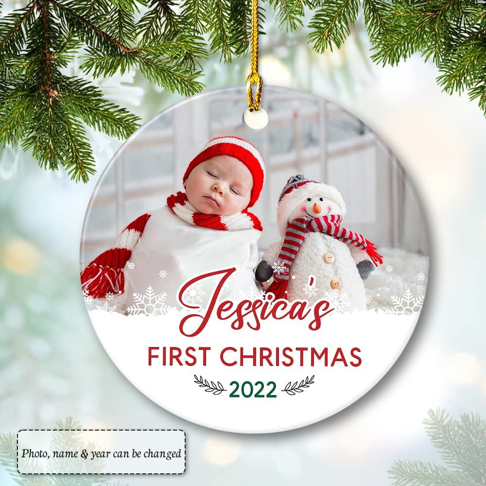 Personalized Ceramic Ornament Baby's Girl First Christmas