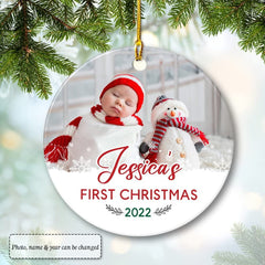 Personalized Ceramic Ornament Baby's Girl First Christmas