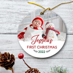 Personalized Ceramic Ornament Baby's Girl First Christmas