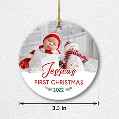Personalized Ceramic Ornament Baby's Girl First Christmas