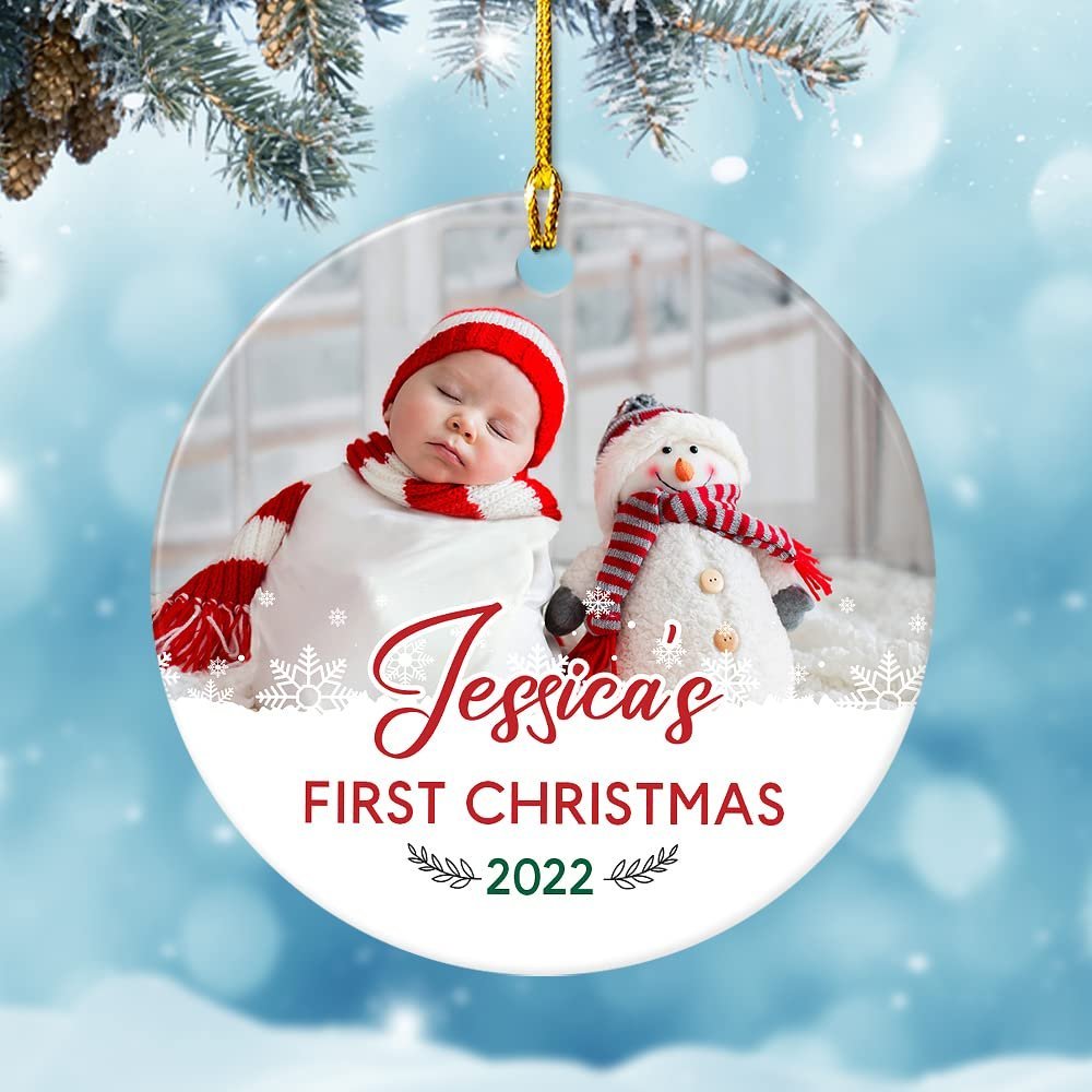 Personalized Ceramic Ornament Baby's Girl First Christmas