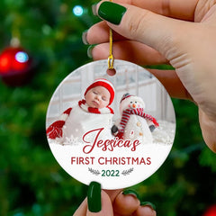 Personalized Ceramic Ornament Baby's Girl First Christmas