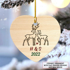 Personalized Ceramic Ornament Deer Couple Christmas Gift