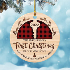 Personalized Ceramic Ornament First Christmas In New Home