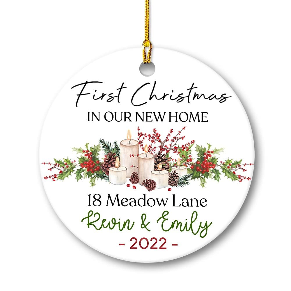 Personalized Ceramic Ornament First Christmas New Home Personalized