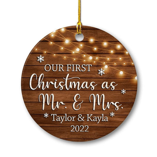 Personalized Ceramic Ornament First Xmas As Mr & Mrs Gift