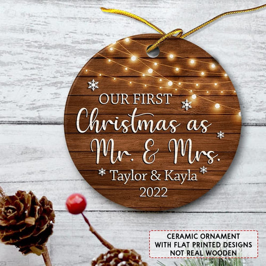 Personalized Ceramic Ornament First Xmas As Mr & Mrs Gift