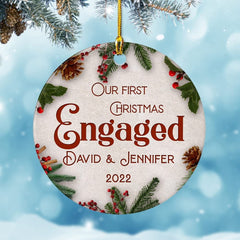 Personalized Ceramic Ornament First Xmas Engaged