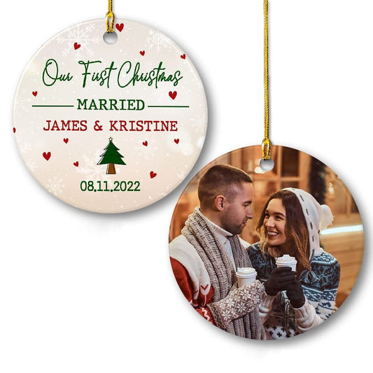 Personalized Ceramic Ornament First Xmas Tree Couple
