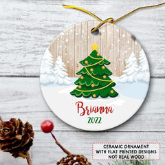 Personalized Ceramic Ornament Green Christmas Tree