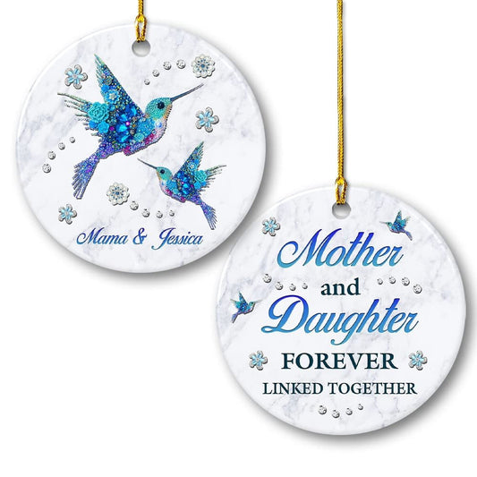 Personalized Ceramic Ornament Hummingbird Mother and Daughter