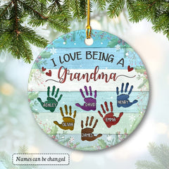 Personalized Ceramic Ornament I Love Being A Grandma