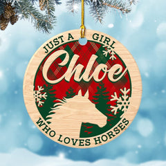 Personalized Ceramic Ornament Just A Girl Loves Horses Xmas