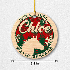 Personalized Ceramic Ornament Just A Girl Loves Horses Xmas