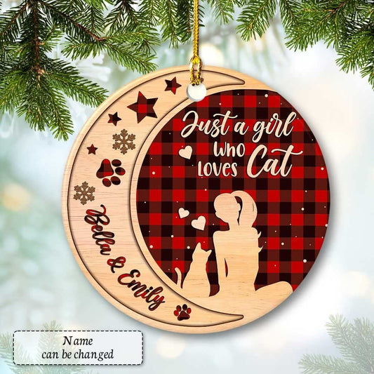 Personalized Ceramic Ornament Just Girl Who Loves Cats