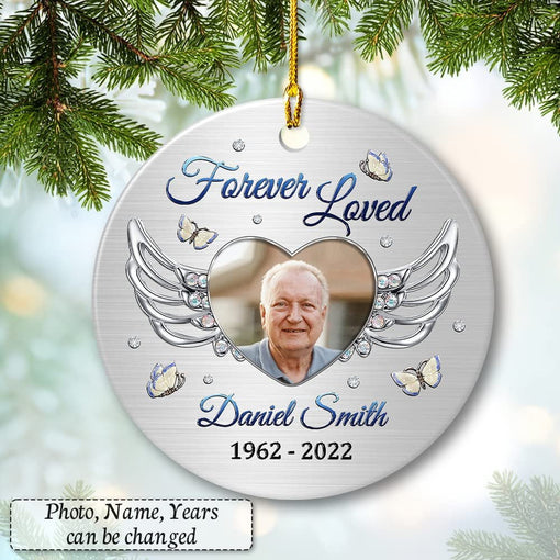 Personalized Ceramic Ornament Memorial Angel Wing