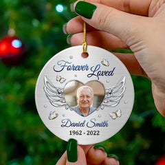 Personalized Ceramic Ornament Memorial Angel Wing