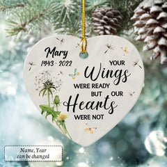 Personalized Ceramic Ornament Memorial Grandma Heart Shape