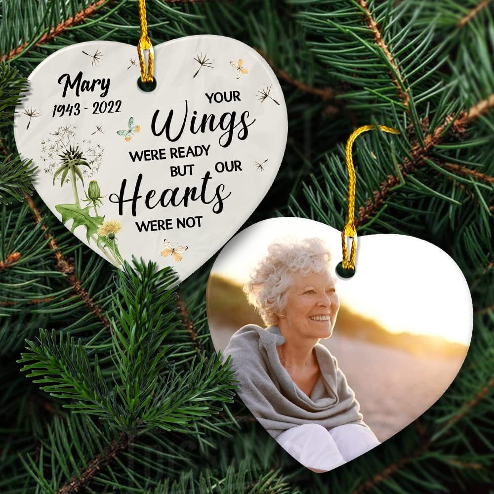 Personalized Ceramic Ornament Memorial Grandma Heart Shape