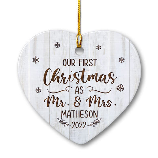 Personalized Ceramic Ornament Mr & Mrs Couple First Xmas