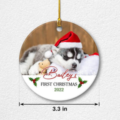 Personalized Ceramic Ornament Puppy First Christmas