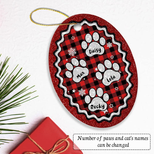 Personalized Ceramic Oval Shape Ornament Best Cat Mom Ornament
